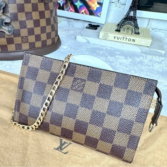 Louis Vuitton Marais Bucket Bag PM Damier Ebene & pouch crossbody wristlet NICE! - Picture 12 of 16